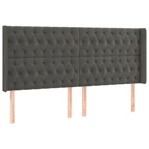 vidaXL Wingback Headboard Dark Grey 183x16x118/128 cm Velvet