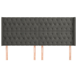 vidaXL Wingback Headboard Dark Grey 183x16x118/128 cm Velvet