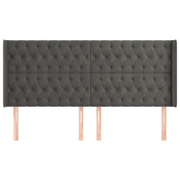 vidaXL Wingback Headboard Dark Grey 183x16x118/128 cm Velvet