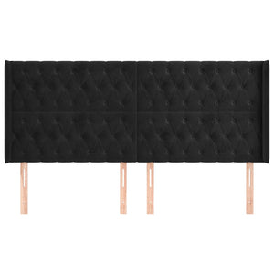 vidaXL Wingback Headboard Black 183x16x118/128 cm Velvet