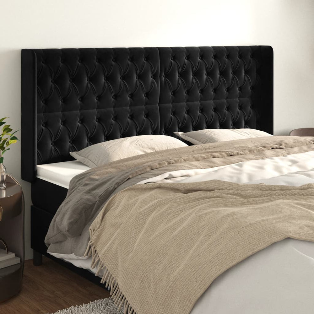 vidaXL Wingback Headboard Black 183x16x118/128 cm Velvet