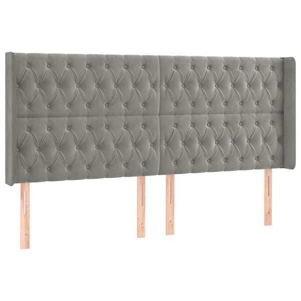 vidaXL Wingback Headboard Light Gray 203x16x118/128 cm Velvet
