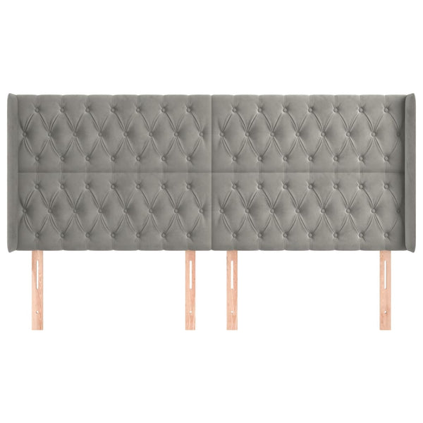 vidaXL Wingback Headboard Light Gray 203x16x118/128 cm Velvet