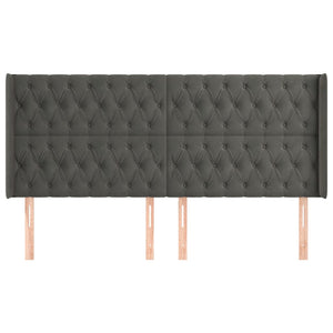 vidaXL Wingback Headboard Dark Grey 203x16x118/128 cm Velvet