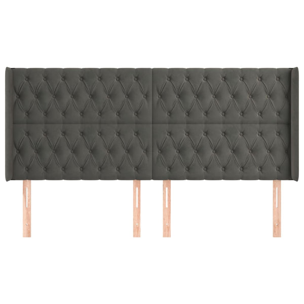 vidaXL Wingback Headboard Dark Grey 203x16x118/128 cm Velvet