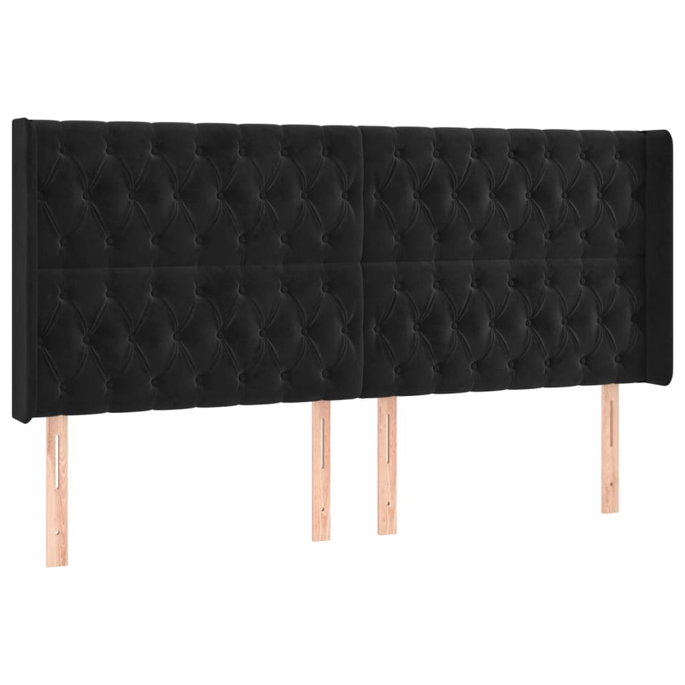 vidaXL Wingback Headboard Black 203x16x118/128 cm Velvet