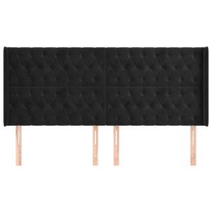 vidaXL Wingback Headboard Black 203x16x118/128 cm Velvet