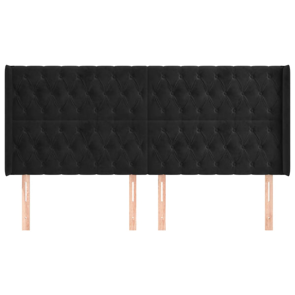 vidaXL Wingback Headboard Black 203x16x118/128 cm Velvet