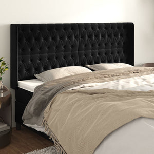 vidaXL Wingback Headboard Black 203x16x118/128 cm Velvet