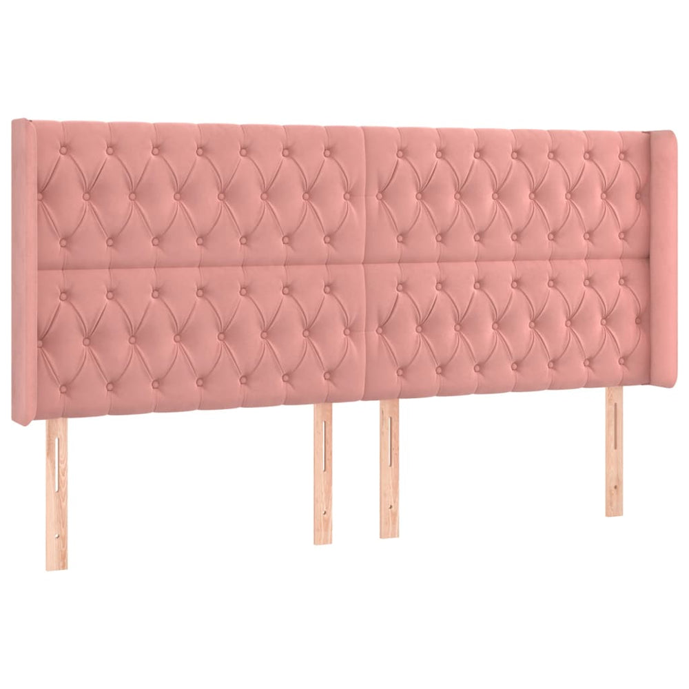 vidaXL Wingback Headboard Pink 203x16x118/128 cm Velvet