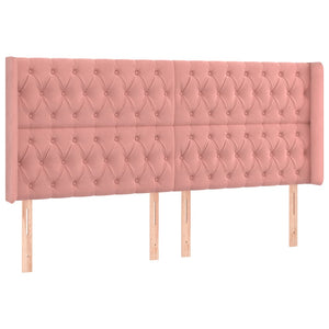 vidaXL Wingback Headboard Pink 203x16x118/128 cm Velvet