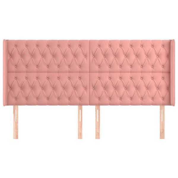 vidaXL Wingback Headboard Pink 203x16x118/128 cm Velvet