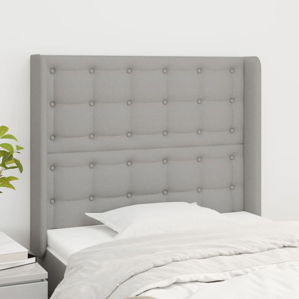 vidaXL Wingback Headboard Light Grey 83x16x118/128 cm Fabric