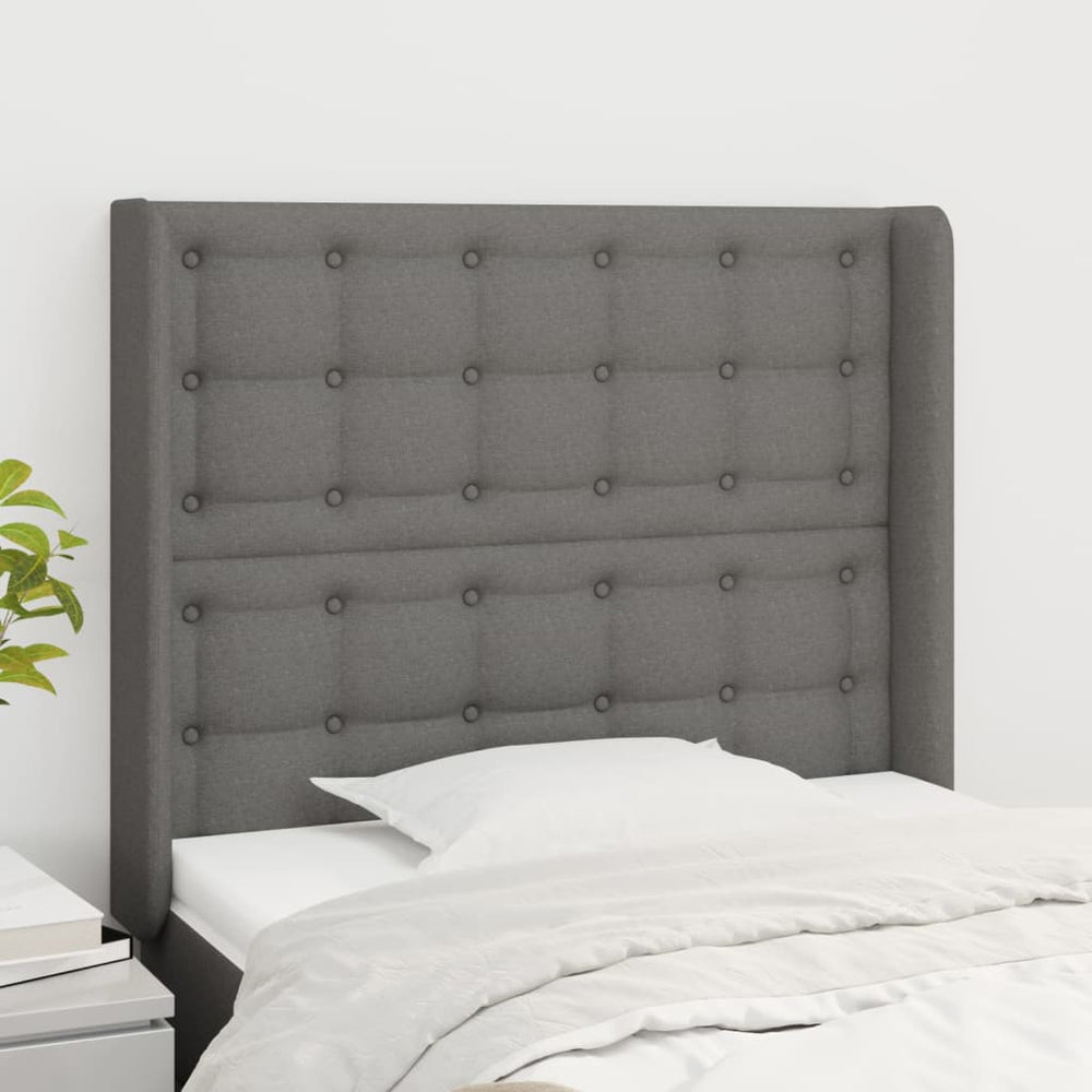 vidaXL Wingback Headboard Dark Grey 83x16x118/128 cm Fabric