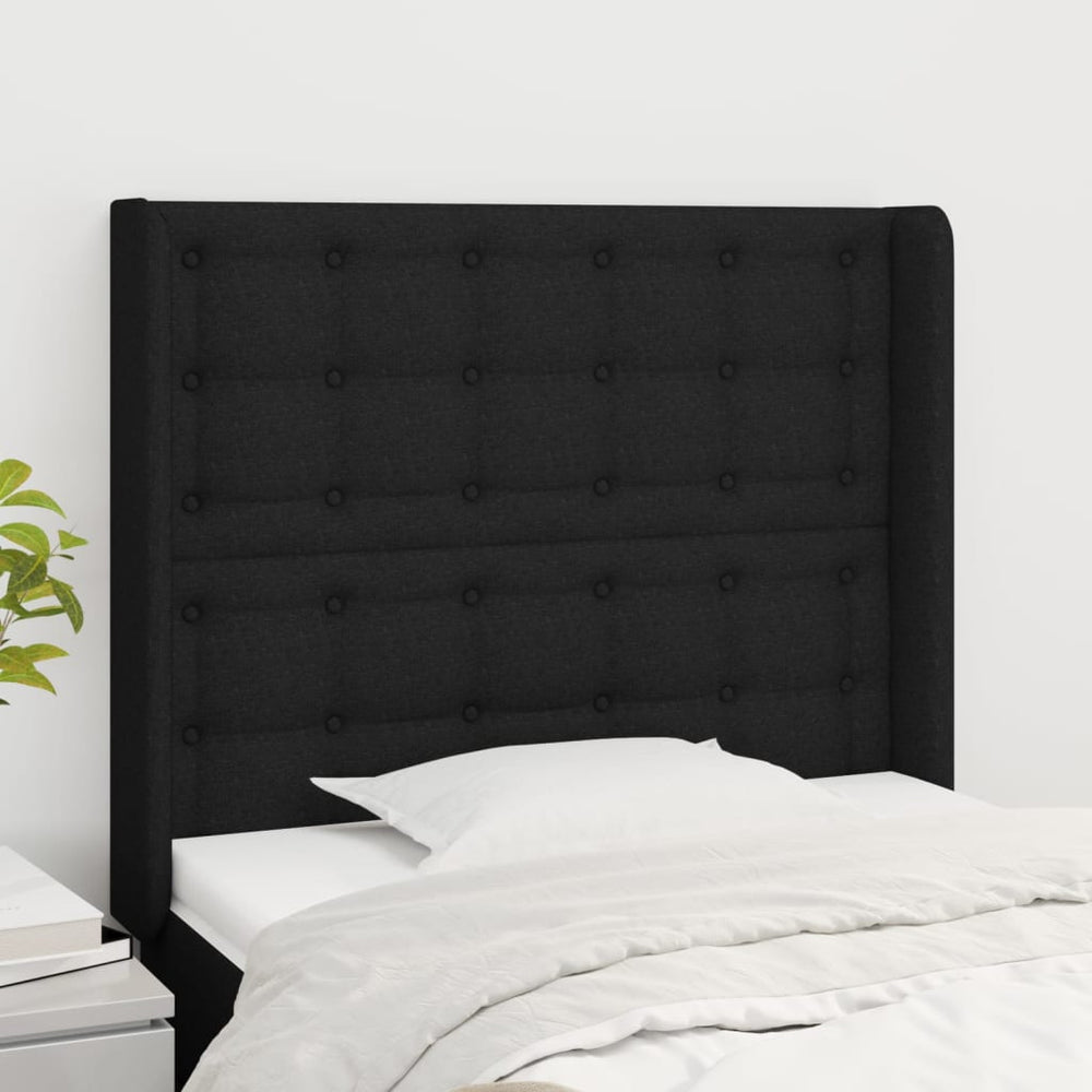 vidaXL Wingback Headboard Black 83x16x118/128 cm Fabric