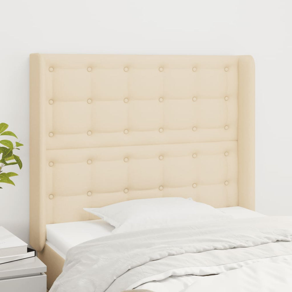 vidaXL Wingback Headboard Cream 83x16x118/128 cm Fabric