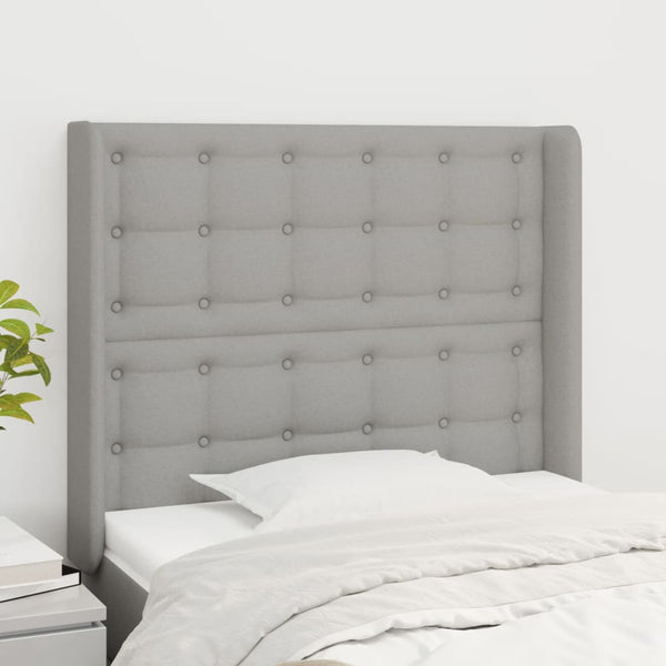 vidaXL Wingback Headboard Light Grey 93x16x118/128 cm Fabric