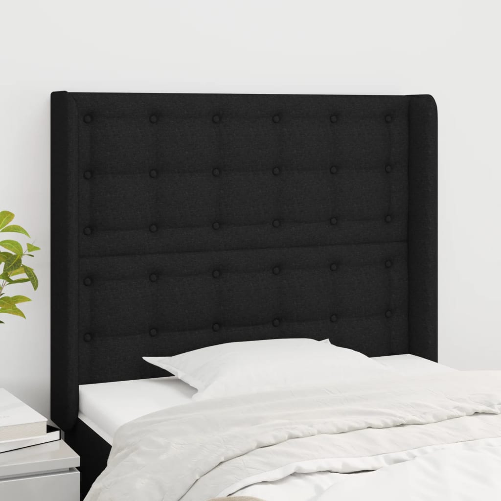 vidaXL Wingback Headboard Black 93x16x118/128 cm Fabric