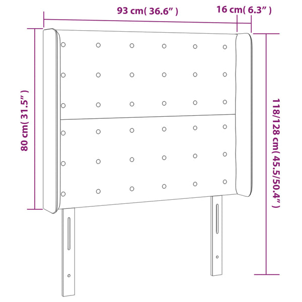 vidaXL Wingback Headboard Dark Brown 93x16x118/128 cm Fabric