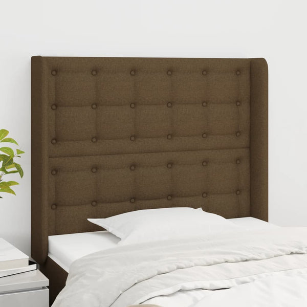 vidaXL Wingback Headboard Dark Brown 93x16x118/128 cm Fabric