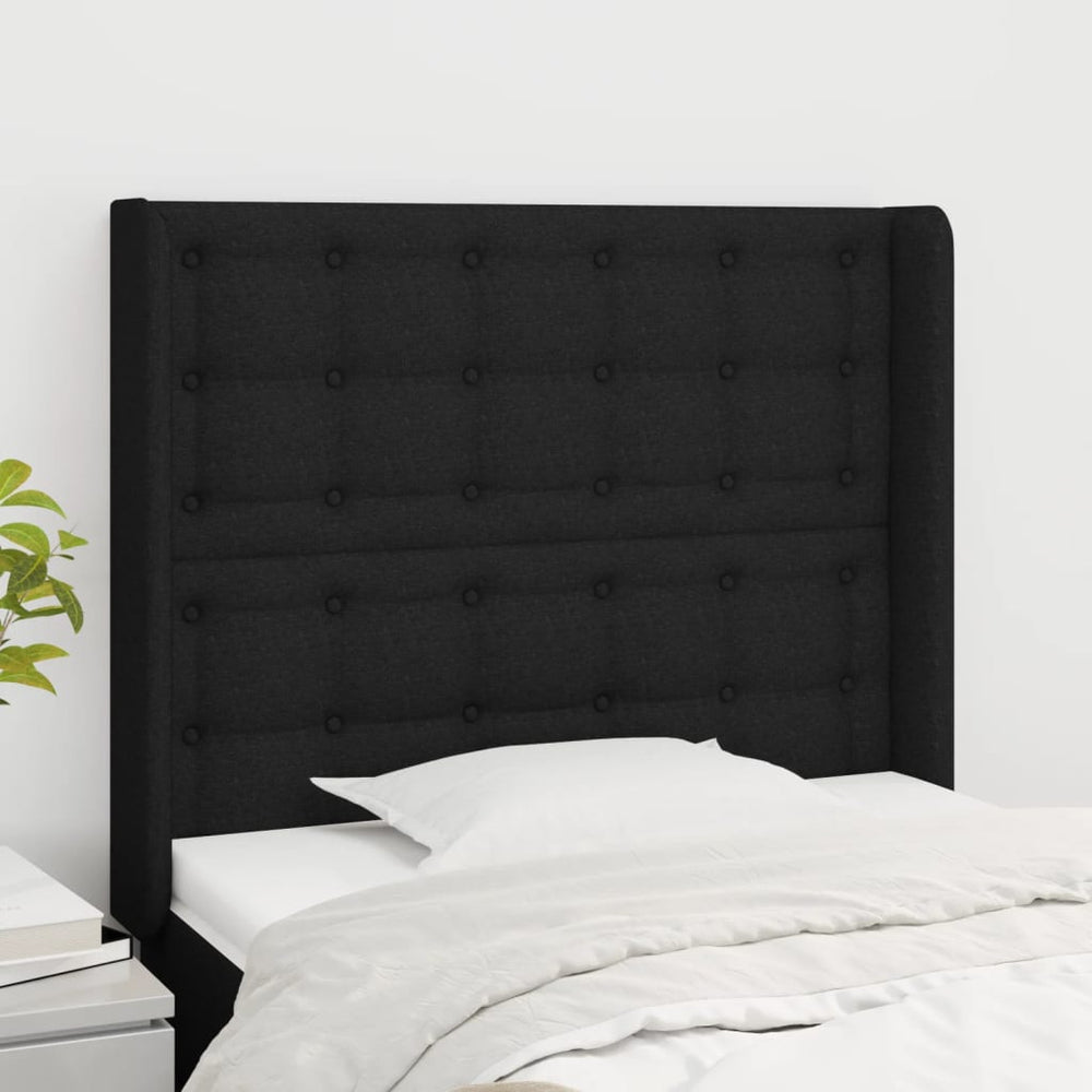vidaXL Wingback Headboard Black 103x16x118/128 cm Fabric