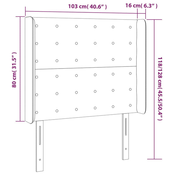 vidaXL Wingback Headboard Cream 103x16x118/128 cm Fabric