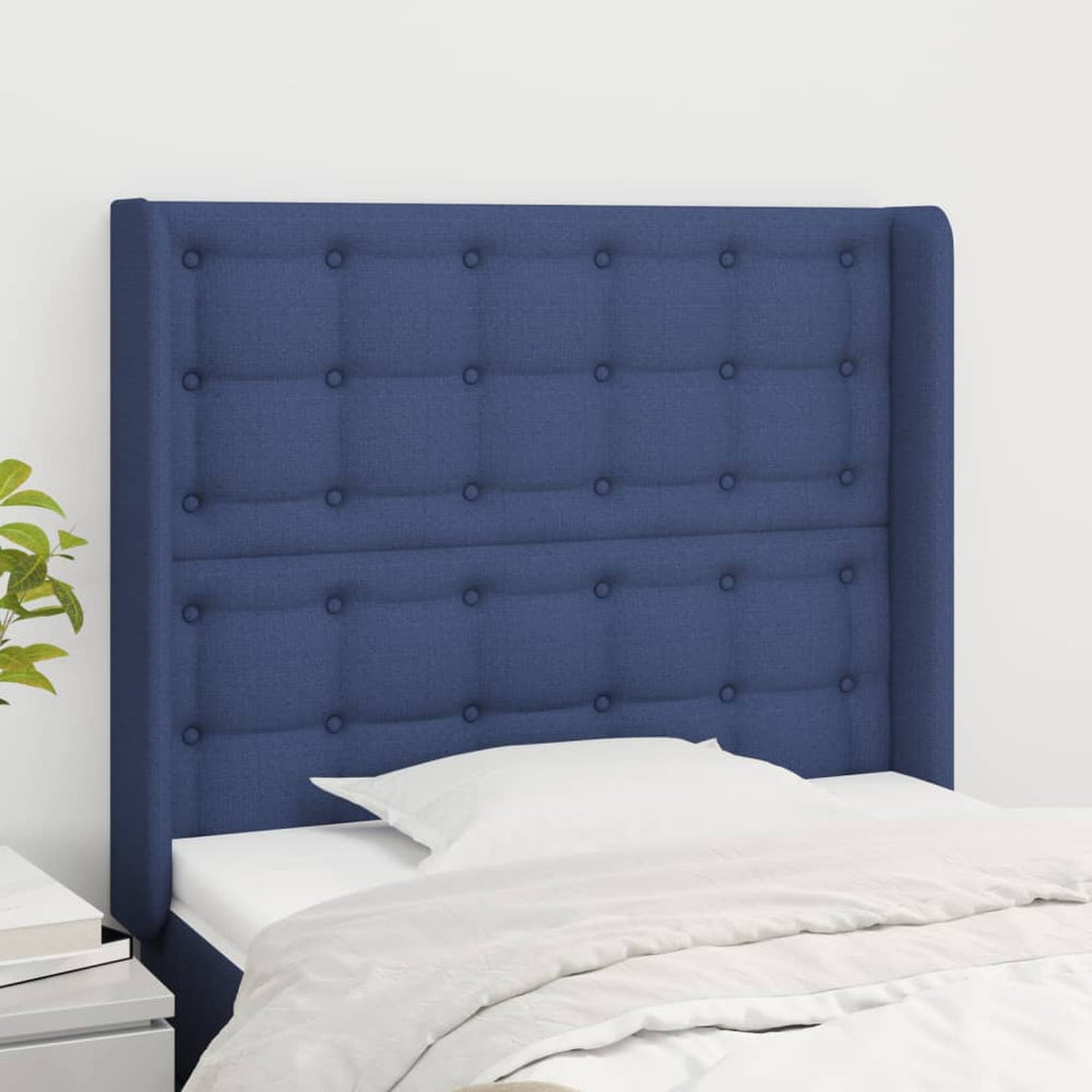 vidaXL Wingback Headboard Blue 103x16x118/128 cm Fabric