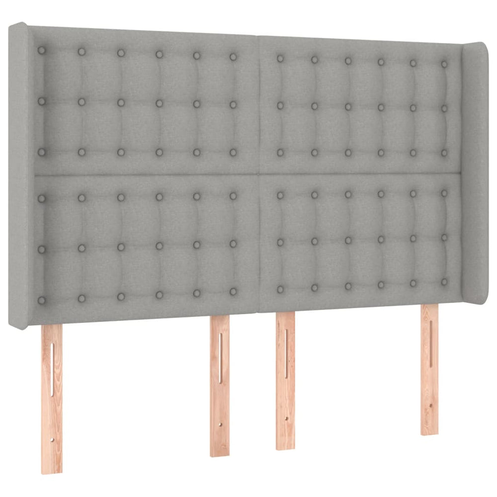vidaXL Wingback Headboard Light Gray 147x16x118/128 cm Fabric