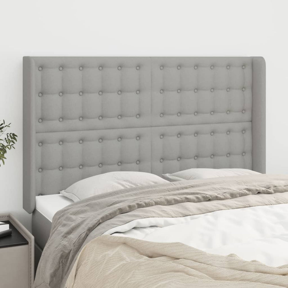 vidaXL Wingback Headboard Light Gray 147x16x118/128 cm Fabric