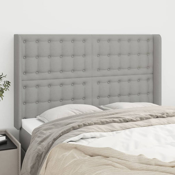 vidaXL Wingback Headboard Light Gray 147x16x118/128 cm Fabric