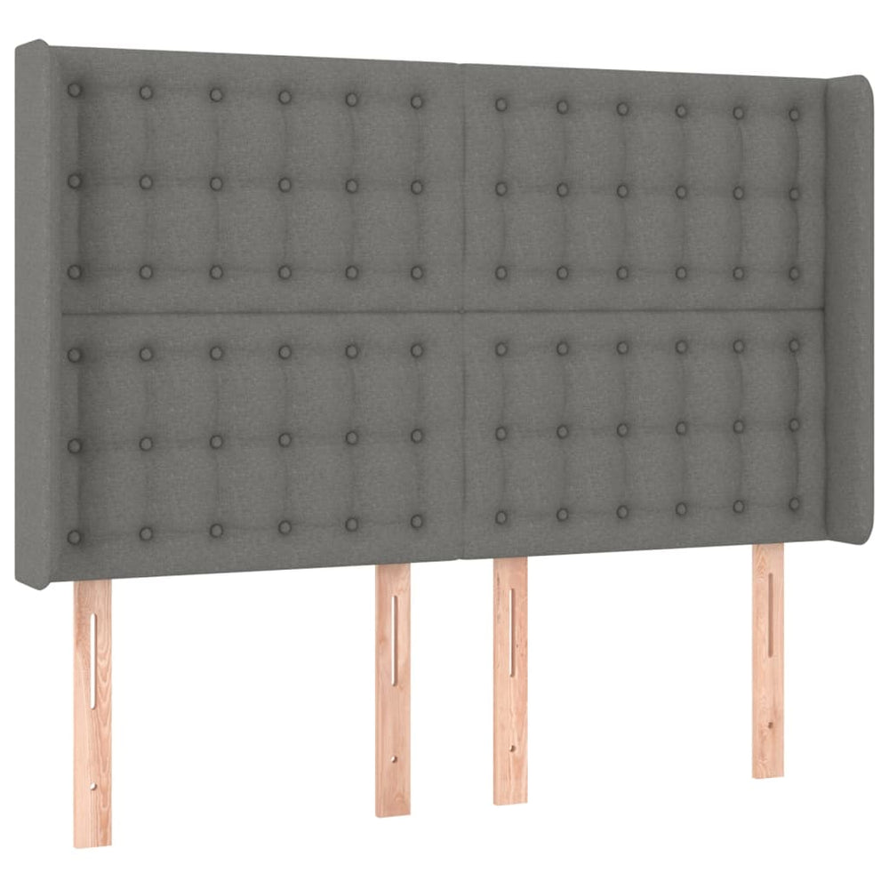 vidaXL Wingback Headboard Dark Grey 147x16x118/128 cm Fabric