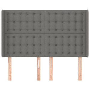 vidaXL Wingback Headboard Dark Grey 147x16x118/128 cm Fabric