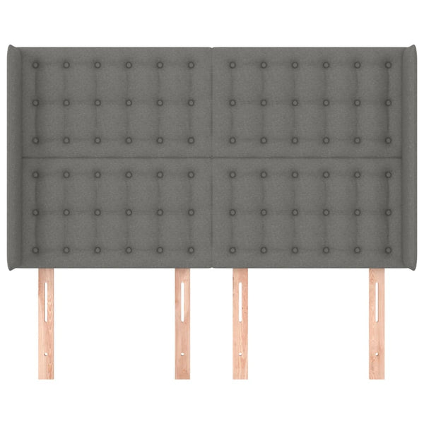 vidaXL Wingback Headboard Dark Grey 147x16x118/128 cm Fabric