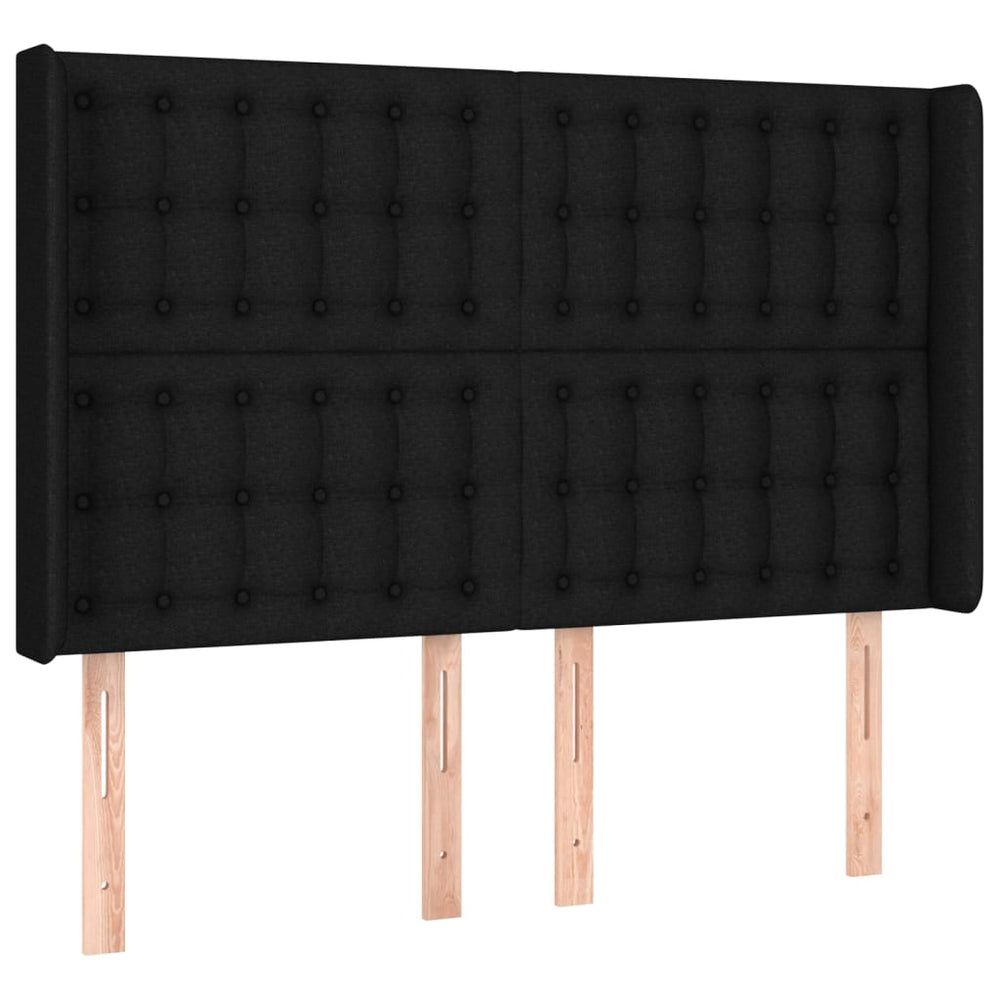 vidaXL Headboard with Wings Black 147x16x118/128 cm Fabric