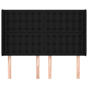 vidaXL Headboard with Wings Black 147x16x118/128 cm Fabric