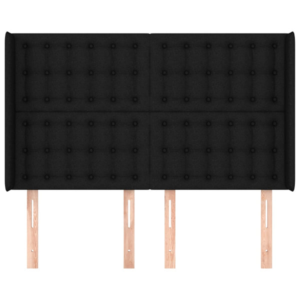 vidaXL Headboard with Wings Black 147x16x118/128 cm Fabric