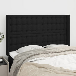 vidaXL Headboard with Wings Black 147x16x118/128 cm Fabric