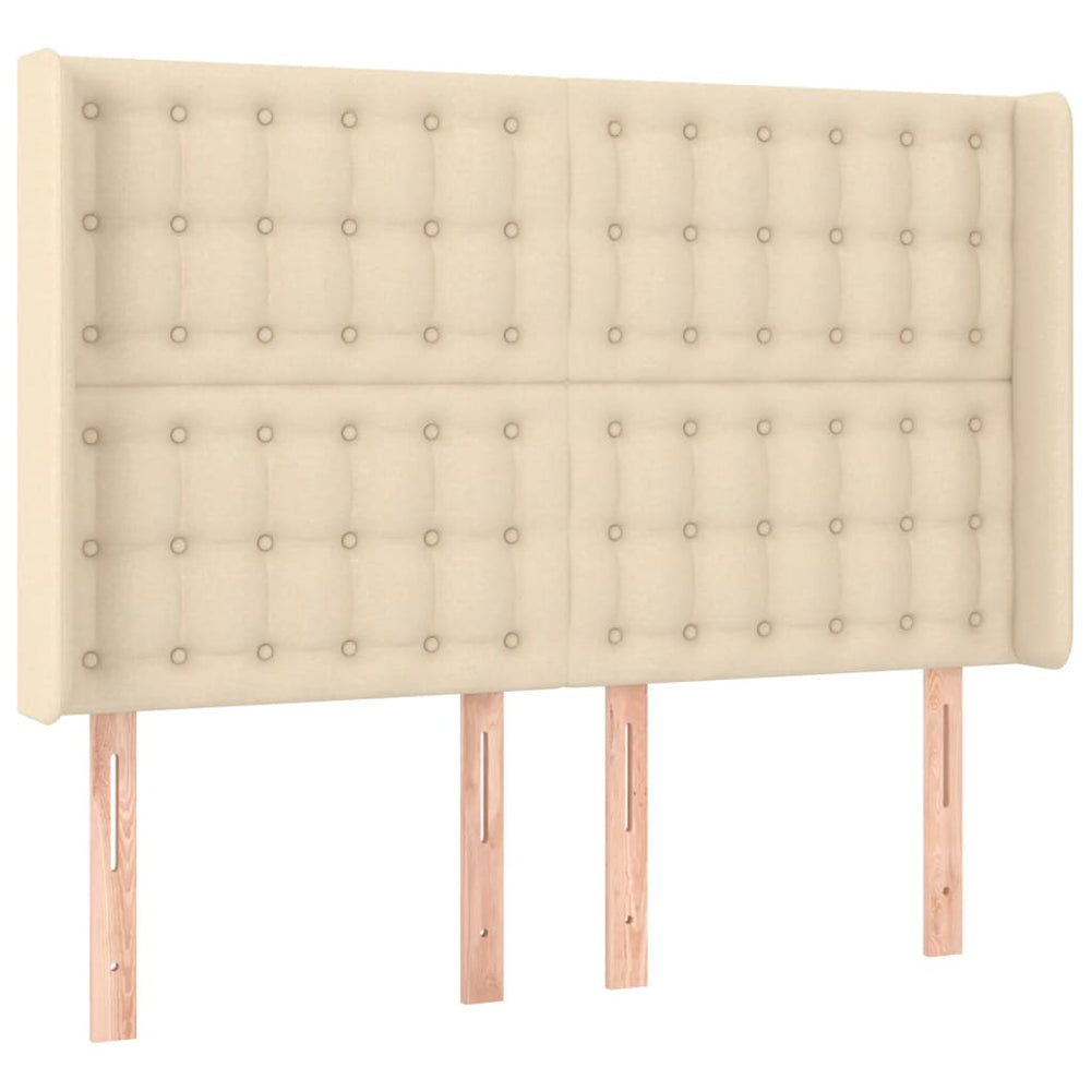 vidaXL Wingback Headboard Cream 147x16x118/128 cm Fabric