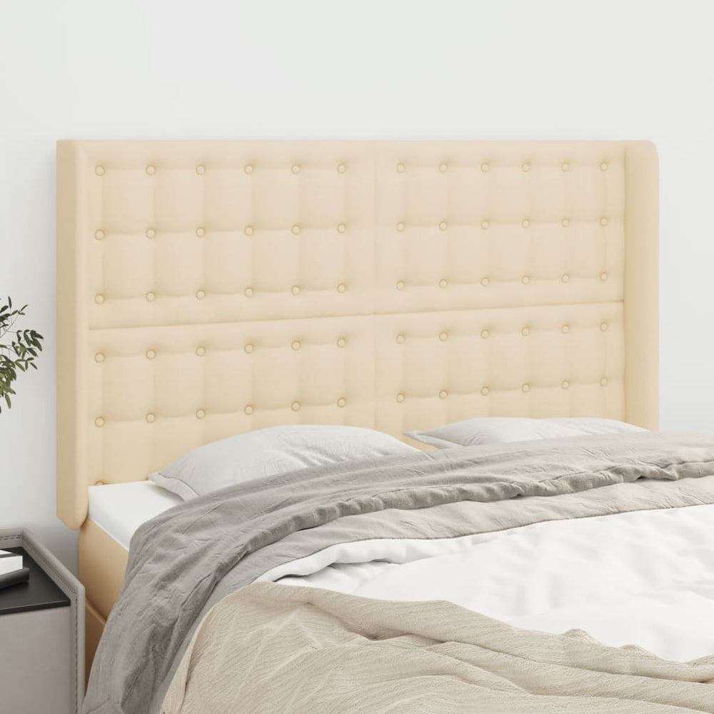 vidaXL Wingback Headboard Cream 147x16x118/128 cm Fabric