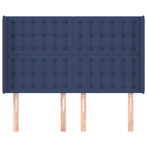vidaXL Wingback Headboard Blue 147x16x118/128 cm Fabric
