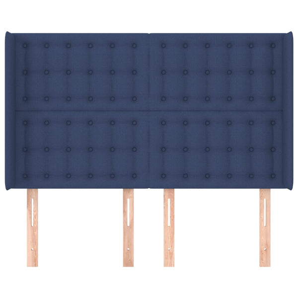 vidaXL Wingback Headboard Blue 147x16x118/128 cm Fabric