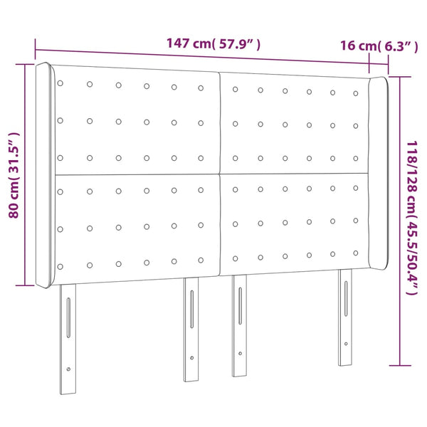 vidaXL Wingback Headboard Blue 147x16x118/128 cm Fabric