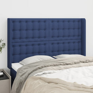 vidaXL Wingback Headboard Blue 147x16x118/128 cm Fabric