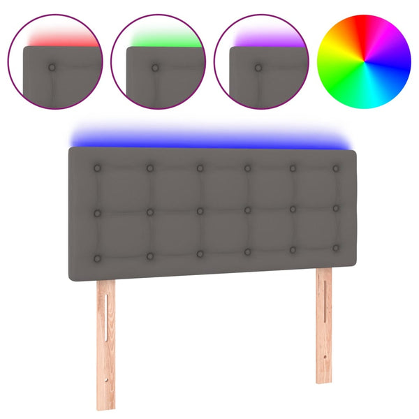 vidaXL LED Headboard Grey 80x5x78/88 cm Faux Leather