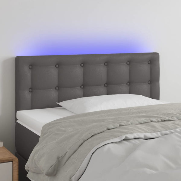 vidaXL LED Headboard Grey 80x5x78/88 cm Faux Leather