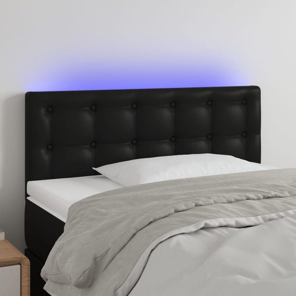 vidaXL LED Headboard Black 90x5x78/88 cm Faux Leather