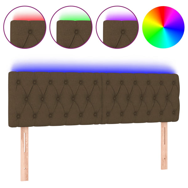 vidaXL LED Headboard Dark Brown 144x7x78/88 cm Fabric