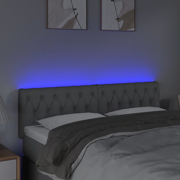 vidaXL LED Headboard Light Gray 160x7x78/88 cm Fabric