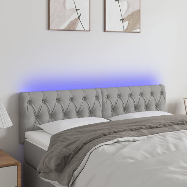 vidaXL LED Headboard Light Gray 160x7x78/88 cm Fabric