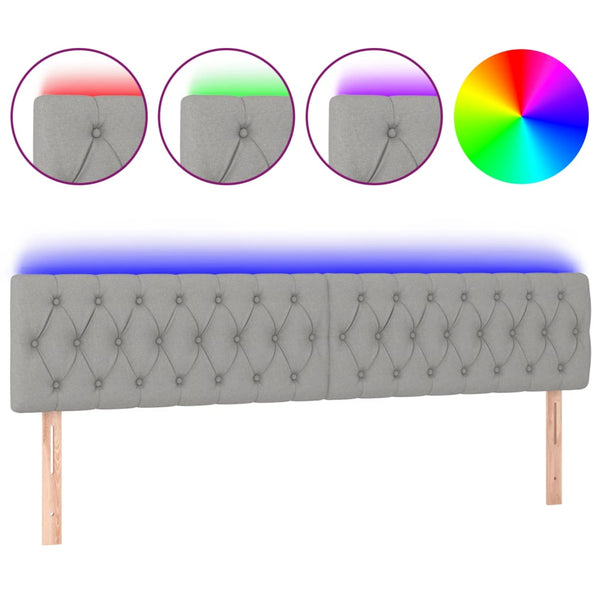 vidaXL LED Headboard Light Gray 180x7x78/88 cm Fabric